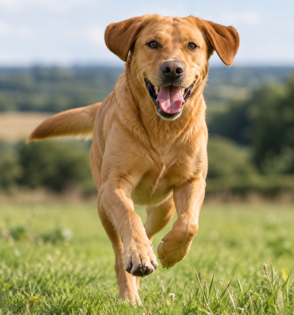 Active dog running outdoors, illustrating why protein is important in a dog's diet
