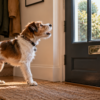 Dog, barking at someone at the door.